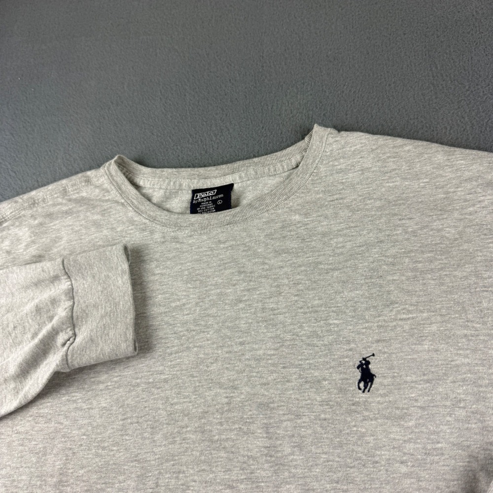 Vintage Polo Ralph Lauren Shirt Men's L Gray Long Sleeve Crew Neck Pony Cotton